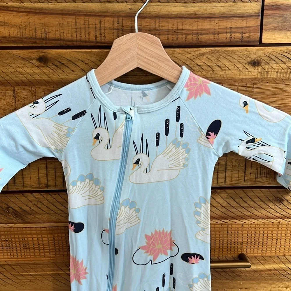 Bestaroo Swan Print Kids One Piece Pajamas Footies